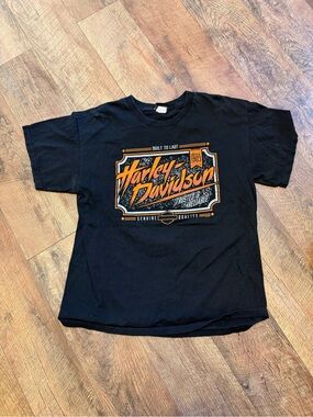 Harley-Davidson Black Tee with Orange Logo Graphic